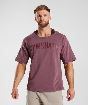 T Shirts Męskie Gymshark Power Washed Rag Top Różowe Brązowe | PL 3964MQZ